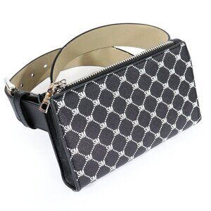 Steve Madden Unisex Black Logo Fanny Pack Belt Bag Waist Purse Vegan Med 32"-36"